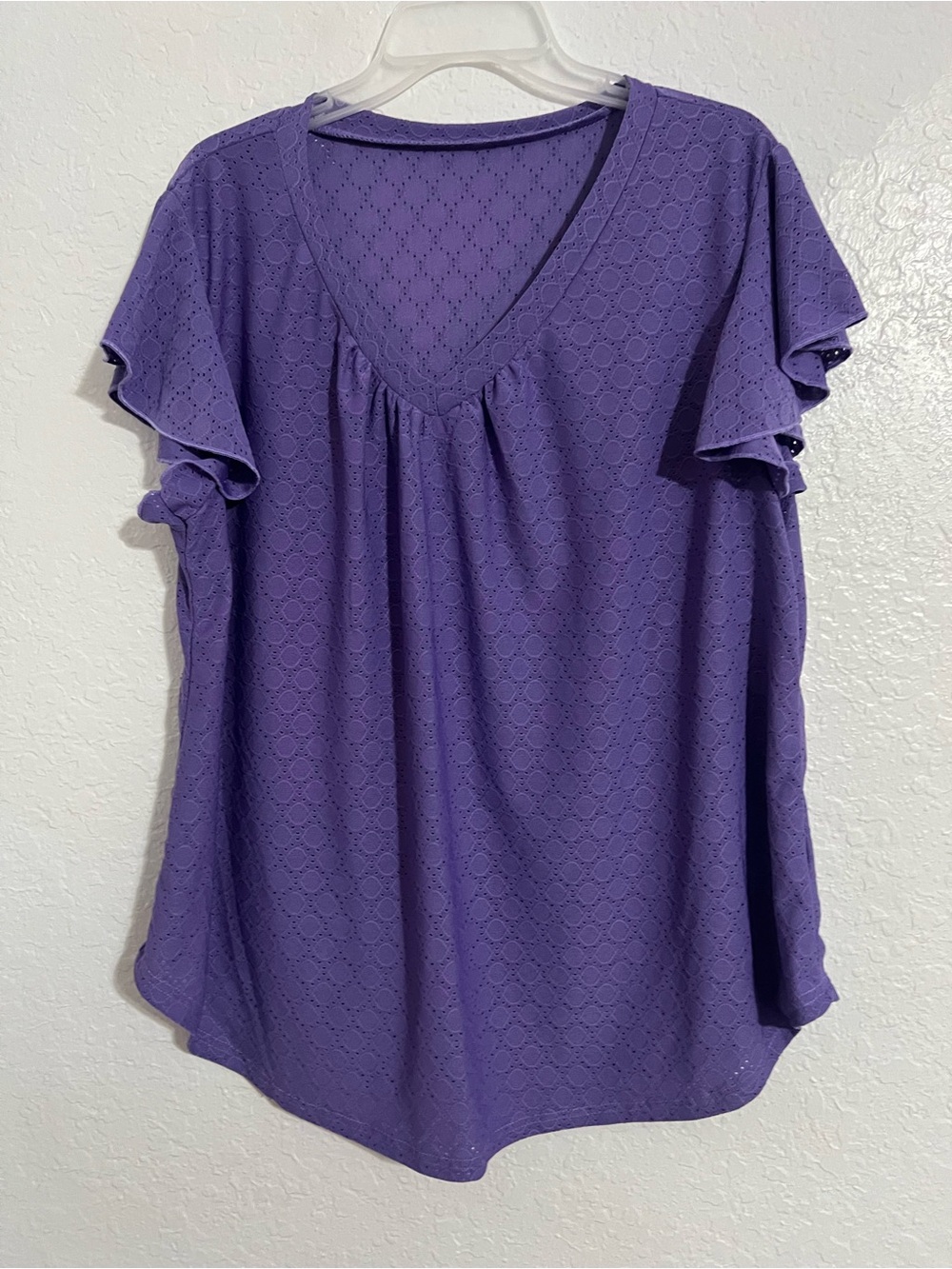 Women's  Purple Blouse Top Size 2XL V-Neck Blouse Short Sleeve #686